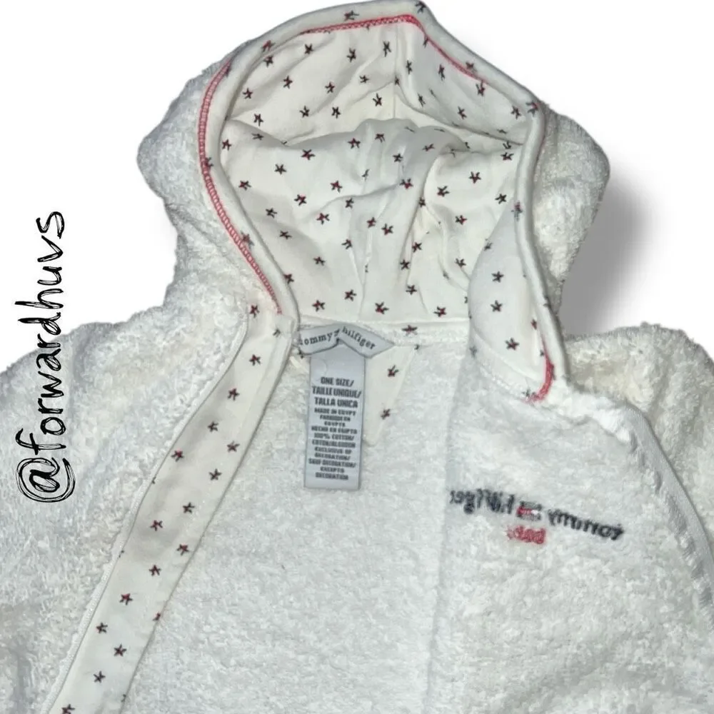 Tommy Hilfiger Infant Bath Wrap – One Size – Hooded Zip-Up – 100% Cotton
